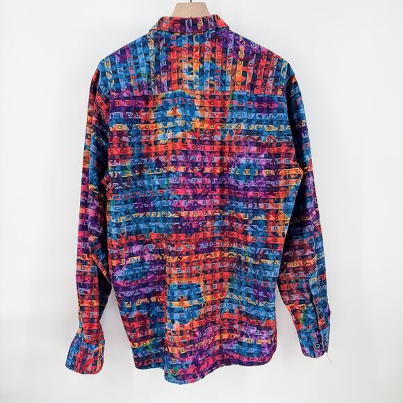 Luchiano Visconti Colorful Button Down Shirt Mens XL Art to Wear Kaleidoscope - Picture 3 of 10